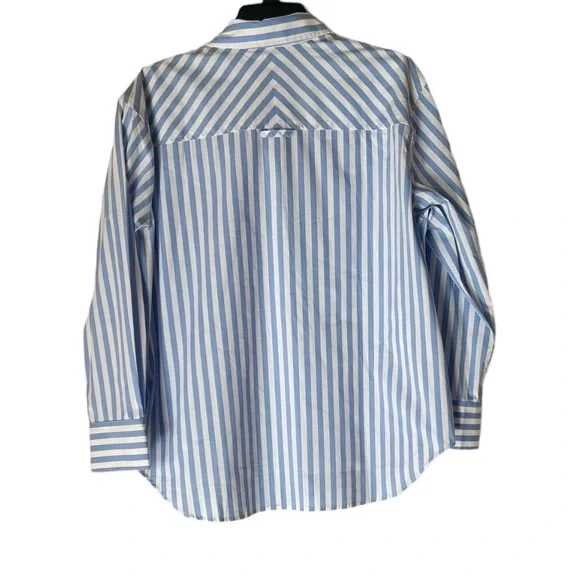 AYR The Deep End Shirt Women’s Blue White Striped Button Up Long Sleeve Small - Picture 2 of 10